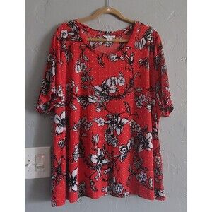 Closetrix Tops Blouse Women Size 2x,floral, Polyester Spandex, 24 Inch Of Armp